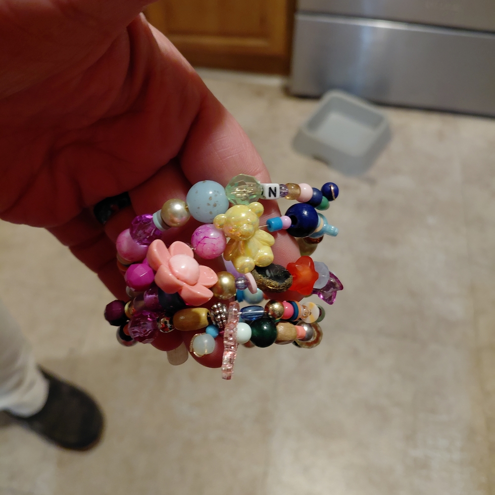 Multicolor Beaded Flower Stackable Women's Bracel… - image 1